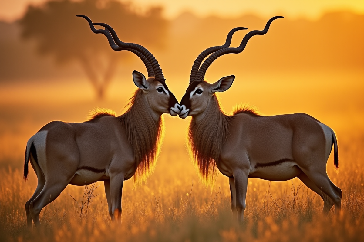 Deux mâles kudu s