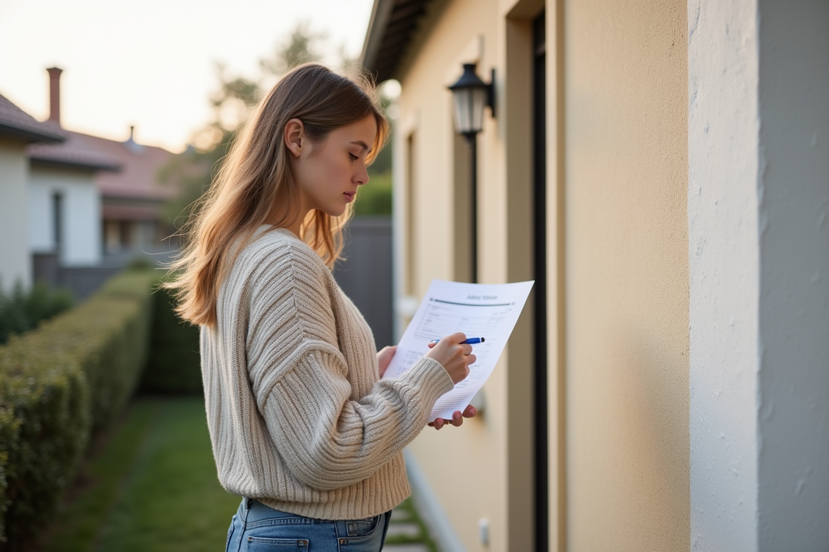 Jeune femme examinant un devis de rénovation extérieure