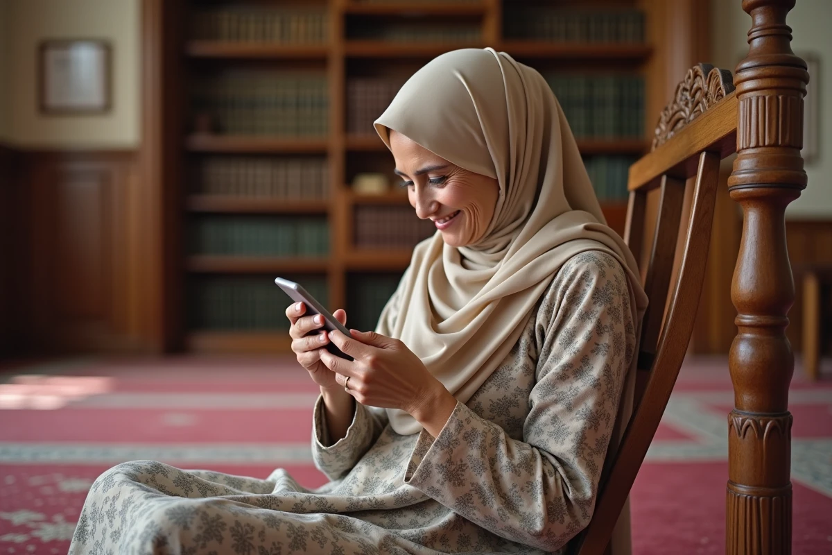 Femme âgée priant dans la mosquée dAthis Mons