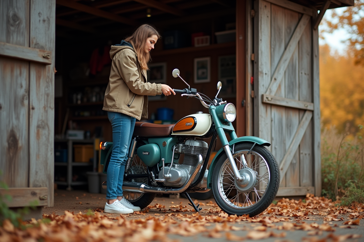 Jeune femme vérifiant la pression des pneus de la Dax