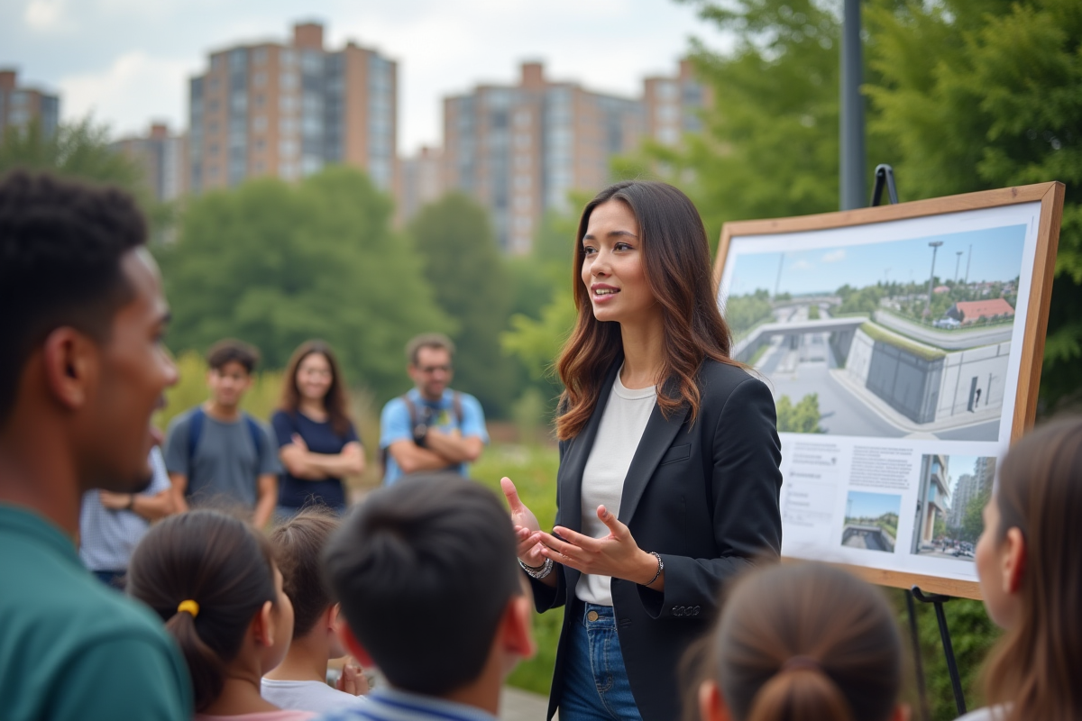Jeune femme parlant à un public lors d