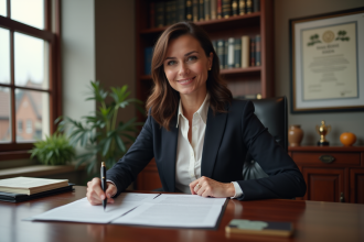Notaire femme d'affaires dans son bureau professionnel
