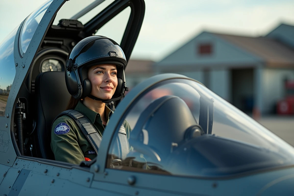 Pilote de fighter dans le cockpit avec instruments modernes