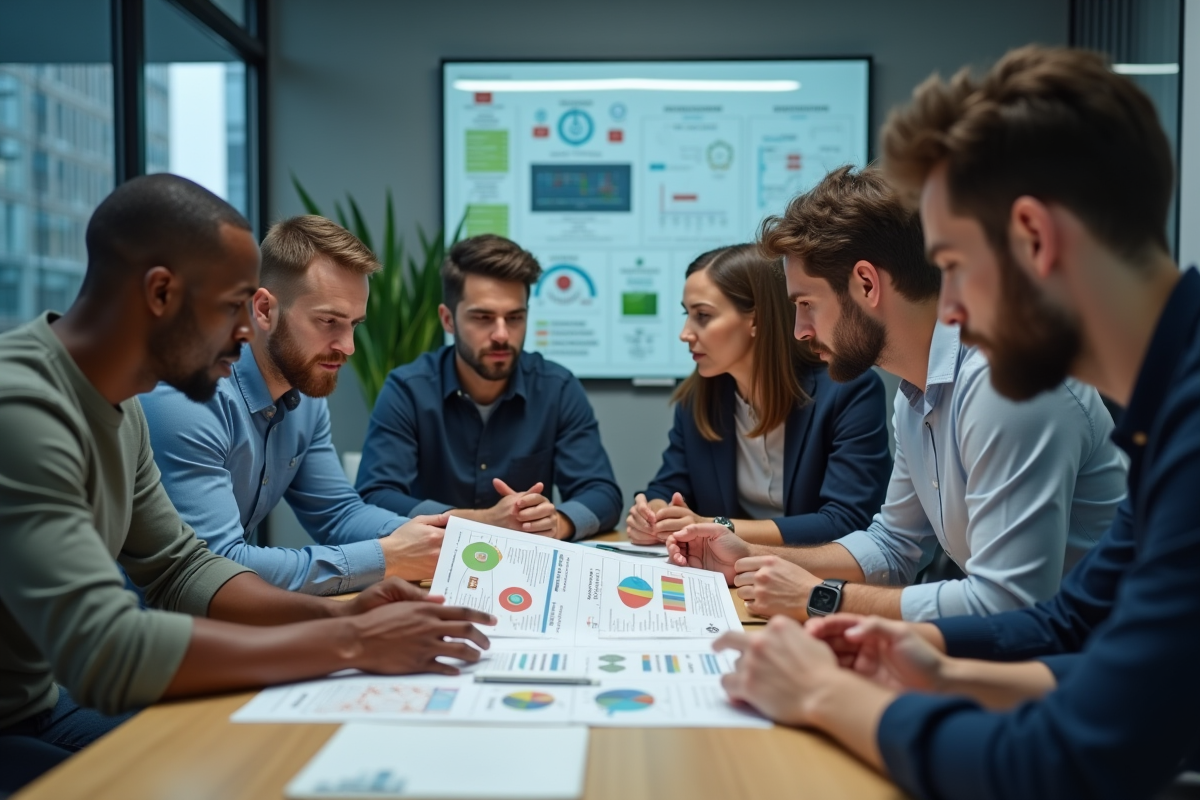 Groupe d experts en informatique en réunion de travail