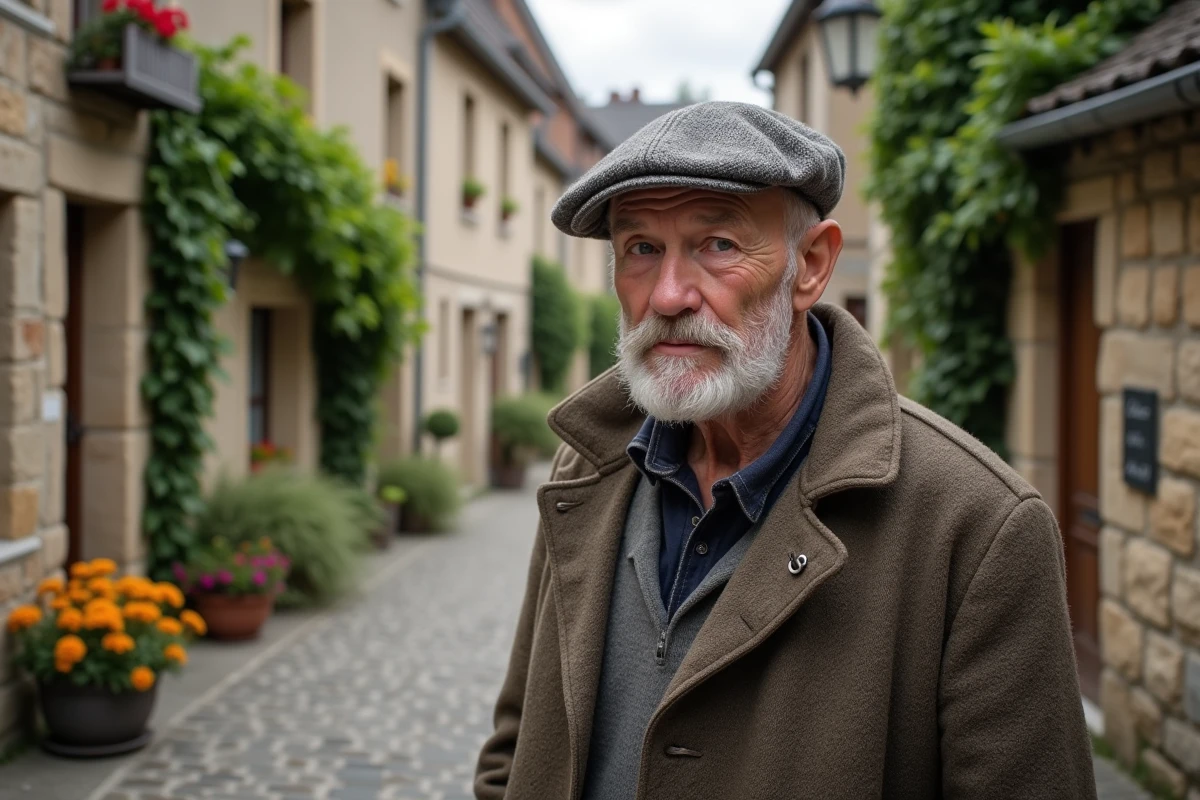 Homme age en village de Saint Goussaud avec cottages